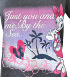 Disney Women's Daisy Duck Just You And Me By The Sea Gray Shirt Size Medium