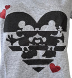 Disney Women's Mickey Mouse And Minnie Kissing Heart Gray Shirt Size Medium