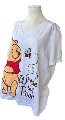 Disney Women's Winnie The Pooh Bee Graphic White Short Sleeve Shirt Size 3XL