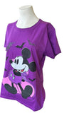 Disney Women's Mickey Mouse Vampire Graphic Purple Short Sleeve Shirt Size Large