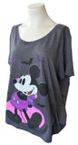 Disney Women's Mickey Mouse Vampire Graphic Gray Short Sleeve Shirt Size 3XL
