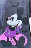 Disney Women's Mickey Mouse Vampire Graphic Gray Short Sleeve Shirt Size 3XL