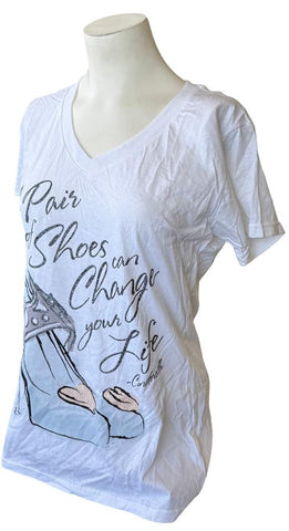 Disney Women's A Pair Of Shoes Can Change Your Life White Shirt Size Medium