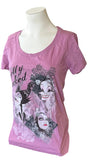 Disney Women's Pretty Wicked Villains Graphic Purple Short Sleeve Shirt Size S