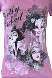 Disney Women's Pretty Wicked Villains Graphic Purple Short Sleeve Shirt Size S