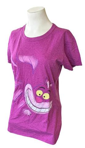Disney Women's Alice In Wonderland Cheshire Cat Graphic Purple Shirt Size Medium