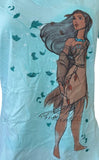 Disney Women's Pocahontas Graphic Teal Short Sleeve Shirt Size Medium