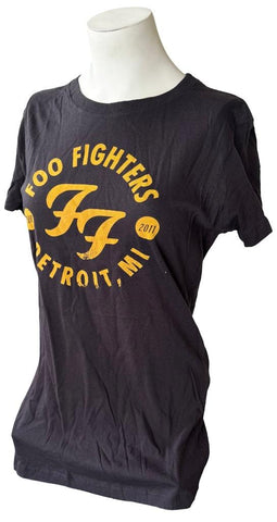 Women's Foo Fighters Tour 2011 Detroit, MI Black Short Sleeve Shirt Size Large