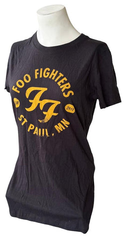 Women's Foo Fighters Tour 2011 St Paul, MN Black Short Sleeve Shirt Size Large