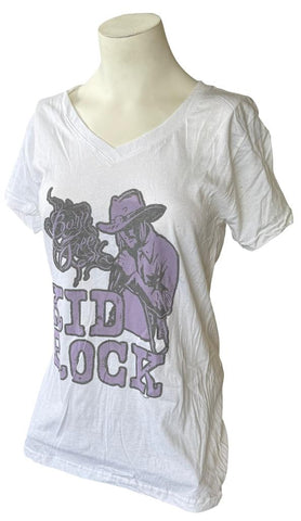Bay Island Women's Kid Rock Born Free White Short Sleeve Shirt Size Large