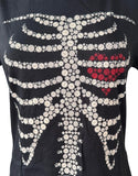 Bay Island Men's The White Stripes Skeleton Heart Graphic Black Shirt Size Large