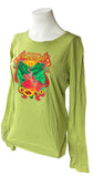 Alternative Women's Mountain Jam 2010 Graphic Green Long Sleeve Shirt Size Large
