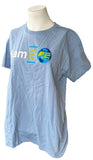 Anvil Women's I Am E Earth Graphic Blue Short Sleeve Shirt Size Large