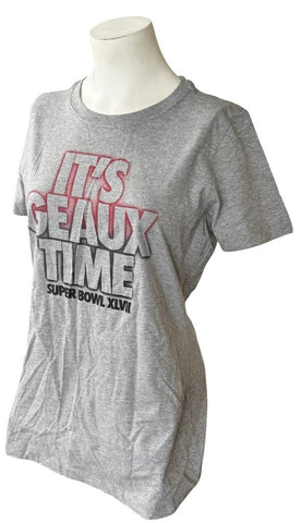 Nike Women's Super Bowl XLVIII It's Geaux Time Gray Slim Fit Shirt Size Large