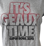Nike Women's Super Bowl XLVIII It's Geaux Time Gray Slim Fit Shirt Size Large