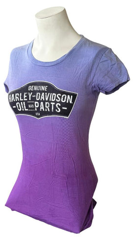 Women's Harley-Davidson Oil And Parts Graphic Purple Short Sleeve Shirt Size S