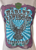 Women's Harley-Davidson Motorcycles Eagle Graphic Gray Short Sleeve Shirt Size L