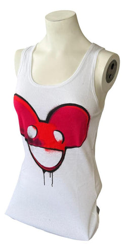 Alstyle Women's DeadMau5 Graphic White Tank Top Shirt Size Large