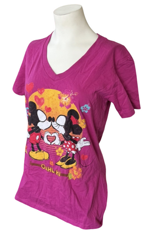 Disney Women's Mickey Mouse And Minnie Mouse O'ahu, HI Pink Shirt Size Medium