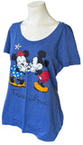 Disney Women's Mickey Mouse And Minnie Mouse True Love Blue Shirt Size Large