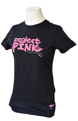 Anvil Women's Puma Project Pink Graphic Black Short Sleeve Shirt Size Medium