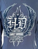 Next Level Women's Harley Davidson Motorcycles Blue Long Sleeve Shirt Size Large
