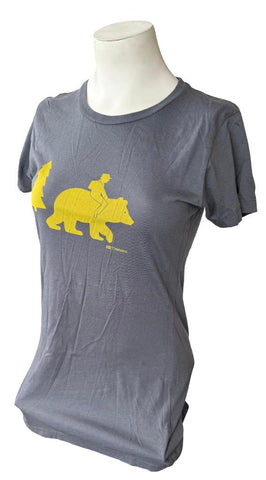 Alternative Women's Tretorn Riding Bear Outdoor Graphic Gray Shirt Size Medium