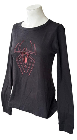 Next Level Women's Spider-Man Turn Off The Dark Black Long Sleeve Shirt Size L
