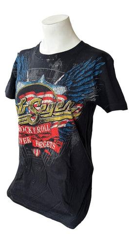 American Apparel Bob Seger Rock N' Roll Never Forgets Black Shirt Size Large