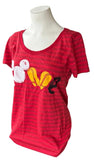 Disney Women's Mickey Mouse Love Graphic Red Short Sleeve Shirt Size Medium