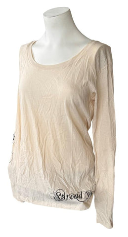 Alternative Women's Spread Your Wings Beige Long Sleeve Shirt Size X-Large