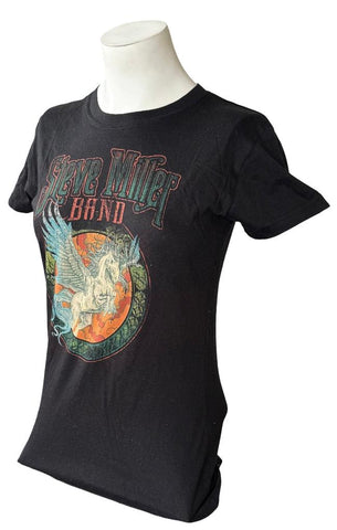 Tultex Women's Steve Miller Band Pegasus Graphic Black Shirt Size Small