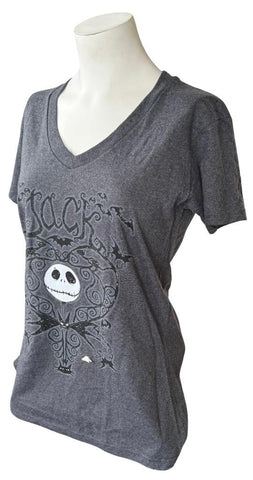 Disney Women's Nightmare Before Christmas Jack Skellington Gray Shirt Size M