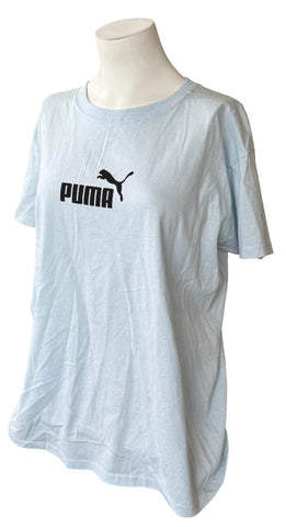 Puma Women's Big Cat Logo Blue Short Sleeve Shirt Size Large