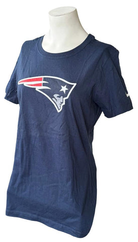 Nike Women's New England Patriots Logo Navy Short Sleeve Slim Fit Shirt Size L