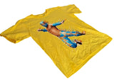 WWE Boys Sin Cara Graphic Yellow Short Sleeve Shirt Size Large
