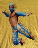 WWE Boys Sin Cara Graphic Yellow Short Sleeve Shirt Size Large