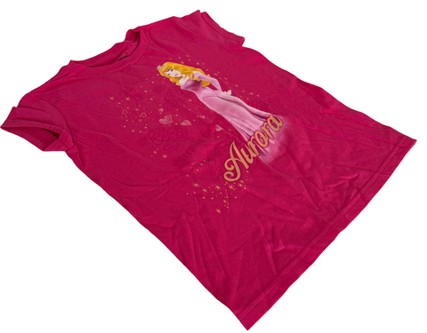 Disney Girls Sleeping Beauty Aurora Graphic Pink Short Sleeve Shirt Size Medium
