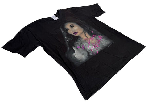 Anvil Youth Demi Lovato Graphic Black Short Sleeve Shirt Size Large