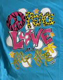 Anvil Girls Southern Belle Peace Love And Flip Flops Blue Shirt Size Small