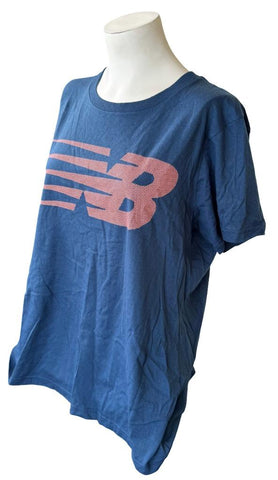 New Balance Women's NB Logo Blue Short Sleeve Shirt Size Large