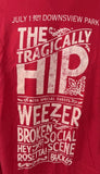Tultex Men's The Tragically Hip 2011 Downsview Park W/ Weezer Red Shirt Size XL
