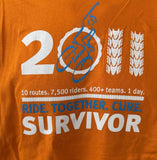 Anvil Men's Ride For Roswell 2011 Ride Together Survivor Orange Shirt Size Large