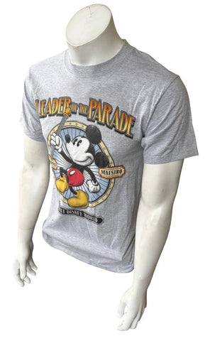 Disney Men's Mickey Mouse Leader Of The Parade Graphic Gray Shirt Size Small
