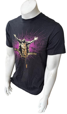 Anvil Men's Bolt Run Tings Usain Bolt Graphic Black Short Sleeve Shirt Size M