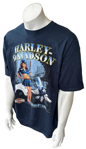 Harley Davidson Men's America's Finest Police Graphic Navy Shirt Size X-Large