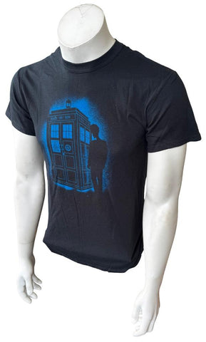Ripple Junction Men's Doctor Who Tardis Black Short Sleeve Shirt Size Small