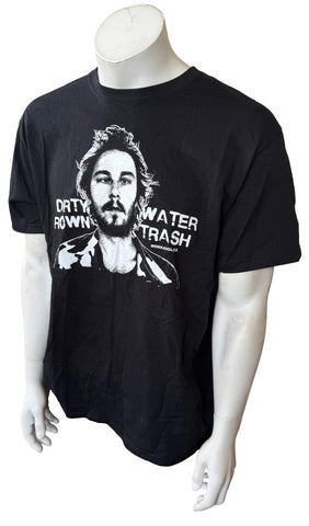 Anvil Men's Workaholics Dirty Water Brown Trash Graphic Black Shirt Size Large