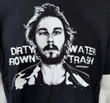 Anvil Men's Workaholics Dirty Water Brown Trash Graphic Black Shirt Size Large
