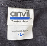 Anvil Men's Workaholics Dirty Water Brown Trash Graphic Black Shirt Size Large